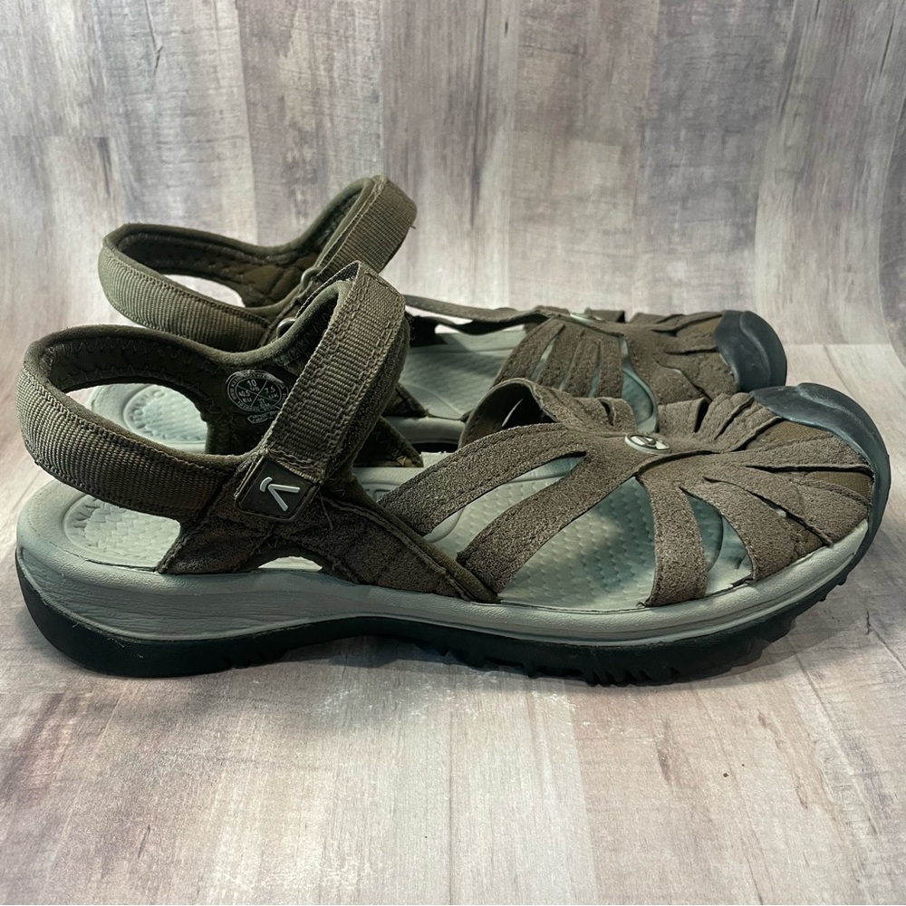 Keen Rose Ankle Strap Sport Sandals Brown w/ Black Cap Toe Women's Size 10 - Picture 7 of 11